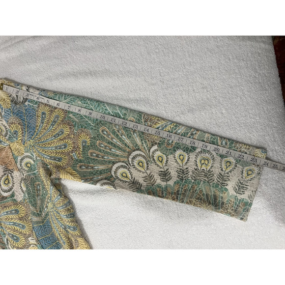 KAKTUS Shirt Jacket button down Art textured peacock,pastel,transition  Sz 1X - Picture 7 of 7